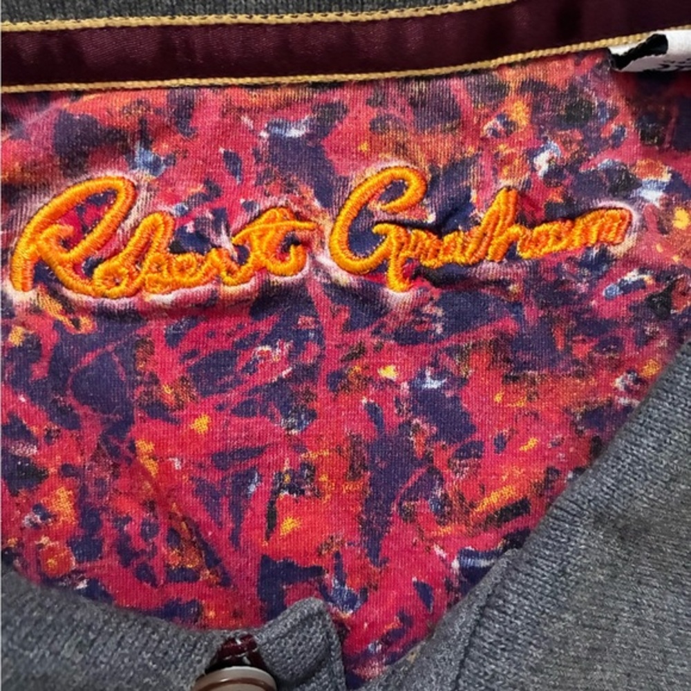 Robert Graham men's Gray long sleeve polo Shirt size 2XL Classic Fit - Picture 3 of 7